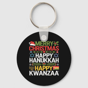Frohe Weihnachten Happy Hanukkah Happy Kwanzaa 18 Schlüsselanhänger