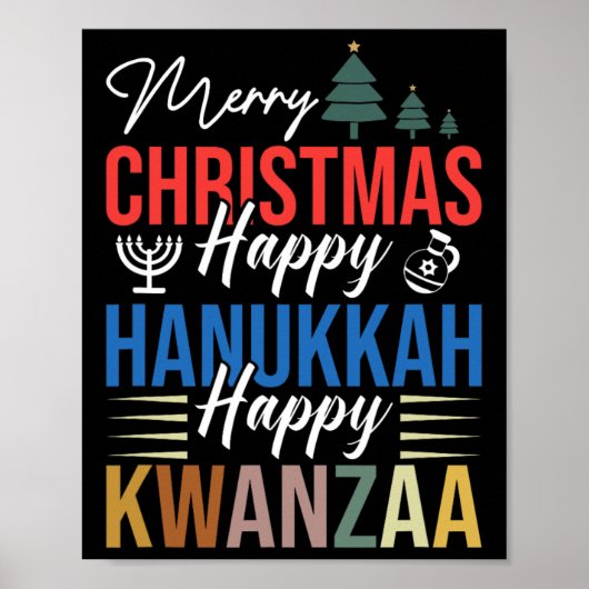 Frohe Weihnachten Happy Hanukkah Happy Kwanzaa 3 Poster (Vorne)