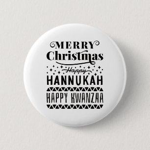 Frohe Weihnachten Happy Hanukkah Happy Kwanzaa 4 Button