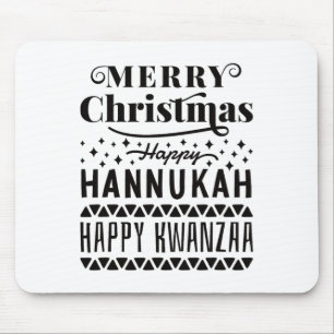 Frohe Weihnachten Happy Hanukkah Happy Kwanzaa 4 Mousepad