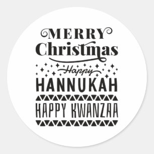 Frohe Weihnachten Happy Hanukkah Happy Kwanzaa 4 Runder Aufkleber