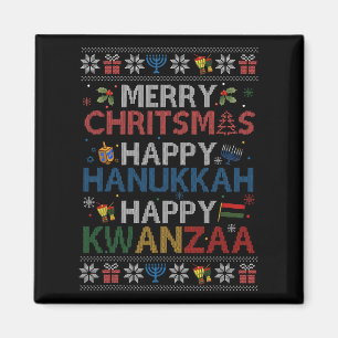 Frohe Weihnachten Happy Hanukkah Happy Kwanzaa 6 Magnet