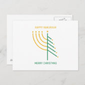 Frohe Weihnachten, Happy Hanukkah Postkarte (Vorne/Hinten)