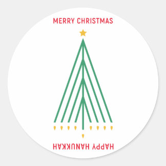 Frohe Weihnachten, Happy Hanukkah Runder Aufkleber