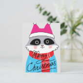 Frohe Weihnachten | Happy Holiday Winter Raccoon Postkarte (Stehend Vorderseite)