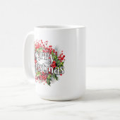 Frohe Weihnachten | Happy Holidays Kaffeetasse (Vorderseite Links)