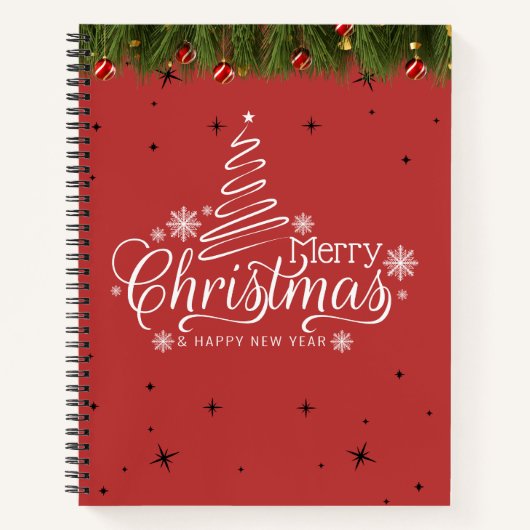 Frohe Weihnachten & Happy New Year Spiral Notebook Notizblock (Vorderseite)