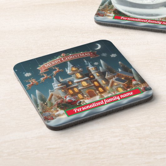 Frohe Weihnachten harter Kunststoff-Untersetzer Getränkeuntersetzer (Linke Seite)