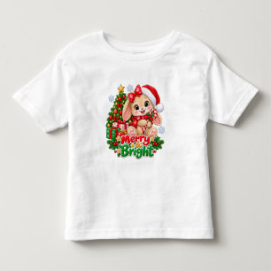 Frohe Weihnachten Häschen Mädchen Kleinkind T-shirt