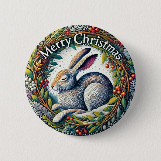 Frohe Weihnachten Hase Button (Vorderseite)