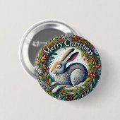 Frohe Weihnachten Hase Button (Vorne & Hinten)