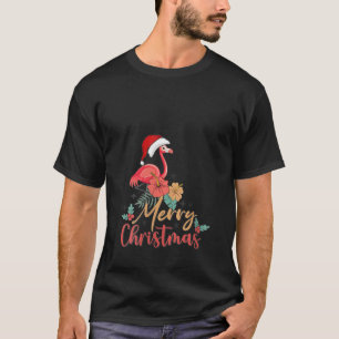 Frohe Weihnachten Hat Santa Flamingo Light Snow Xm T-Shirt