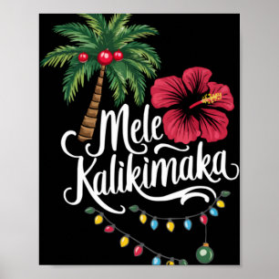 Frohe Weihnachten Hawaii Santa Hawaiian Merry Chri Poster