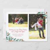 Frohe Weihnachten Heilig Rot und Grün Foto (Rückseite)