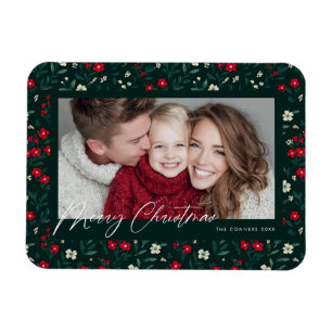 Frohe Weihnachten Heilige Beeren Hintergrund Magnet