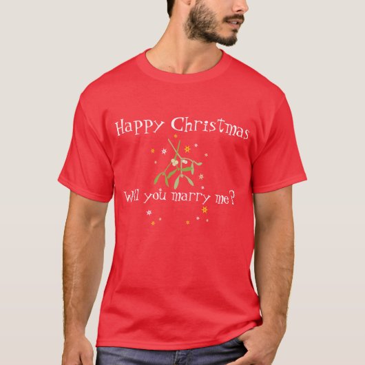 Frohe Weihnachten heiraten mich rot mistletoe T -  T-Shirt (Vorderseite)