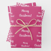 Frohe Weihnachten heiß rosa Muster Geschenkpapier Set (Beispiel)
