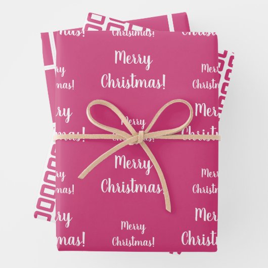 Frohe Weihnachten heiß rosa Muster Geschenkpapier Set (Beispiel)