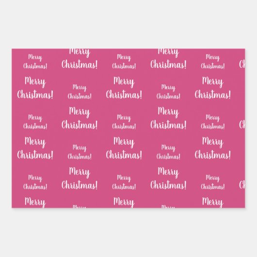 Frohe Weihnachten heiß rosa Muster Geschenkpapier Set (Vorderseite)