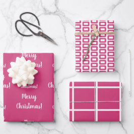 Frohe Weihnachten heiß rosa Muster Geschenkpapier Set