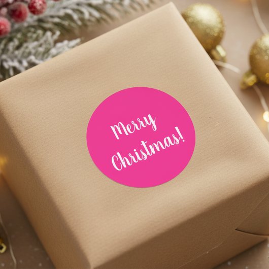 Frohe Weihnachten Heiß Rosa und Weiß Runder Aufkleber