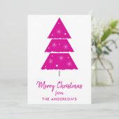 Frohe Weihnachten heiß rosa Weihnachtsbaum Schneef (Stehend Vorderseite)
