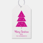 Frohe Weihnachten heiß rosa Weihnachtsbaum Schneef Geschenkanhänger (Vorderseite)