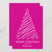 Frohe Weihnachten heiß rosa White Scribble Tree (Vorne/Hinten)