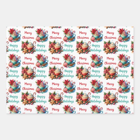 Frohe Weihnachten Heiße Kakao und Kekse Geschenkpapier Set (Vorderseite 3)