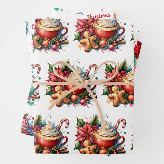 Frohe Weihnachten Heiße Kakao und Kekse Geschenkpapier Set (Beispiel)