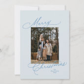 Frohe Weihnachten hellblaues Skript-Foto (Vorderseite)