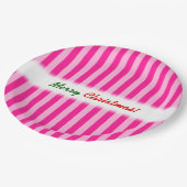 "Frohe Weihnachten! "; Hellrosa u. tiefrosa Pappteller (Schrägansicht)