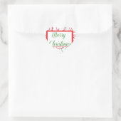 Frohe Weihnachten Herz-Aufkleber (Tasche)