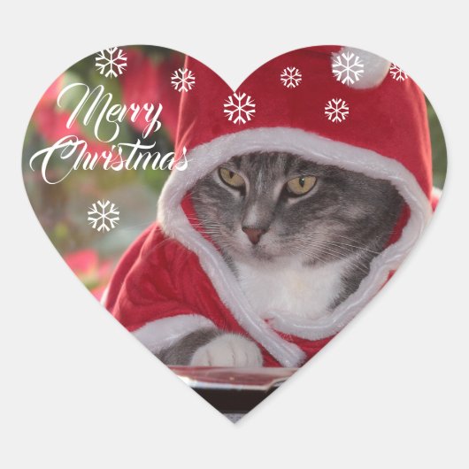 Frohe Weihnachten Herz-Aufkleber (Vorderseite)