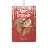 Frohe Weihnachten Herz Personalisiert Foto Name Autolufterfrischer (Rückseite)