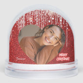 Frohe Weihnachten Herz Personalisiert Foto Name Schneekugeln (Vorderseite)