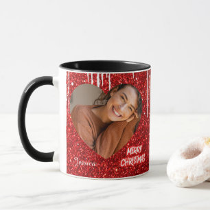 Frohe Weihnachten Herz Personalisiert Foto Name Tasse