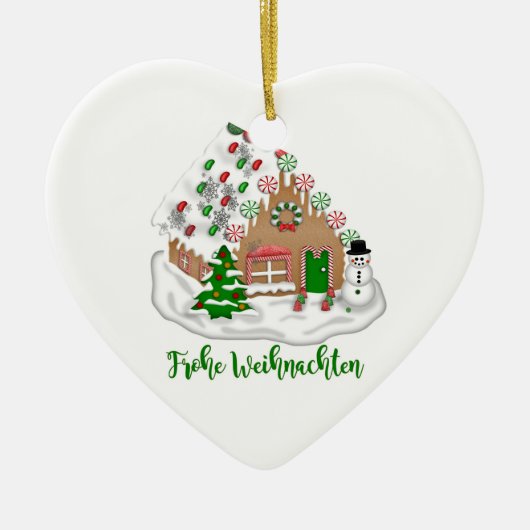 Frohe Weihnachten Herzanhänger Keramik Baumschmuck Keramik Ornament (Vorne)