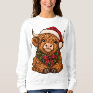 Frohe Weihnachten Highland-Kuh Sweatshirt