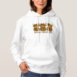 Frohe Weihnachten Highland-Kuh-Trio Hoodie