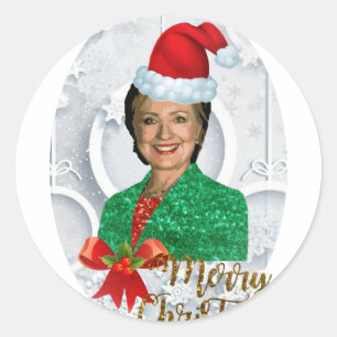frohe weihnachten Hillary Clinton Runder Aufkleber