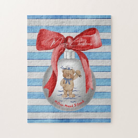Frohe Weihnachten Hilton Head Island Bear Ornament Puzzle (Vertikal)