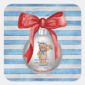 Frohe Weihnachten Hilton Head Island Bear Ornament Quadratischer Aufkleber (Vorderseite)