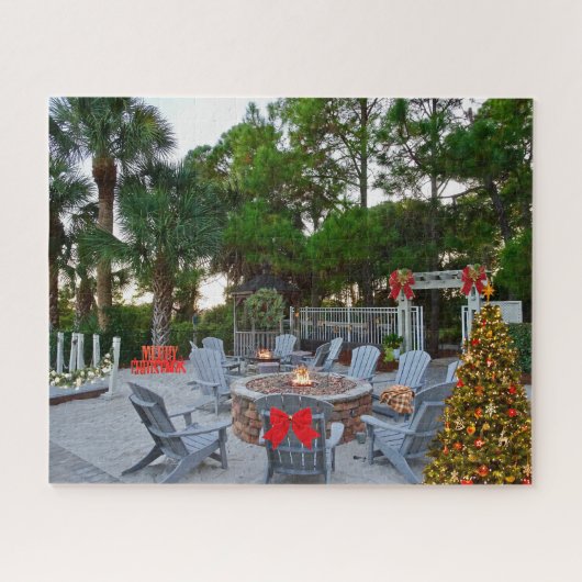 Frohe Weihnachten Hilton Head Island Fire Pit Puzzle (Horizontal)