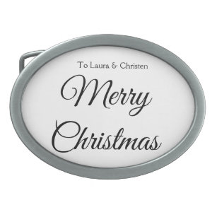 Frohe Weihnachten hinzufügen Namen Text benutzerde Ovale Gürtelschnalle