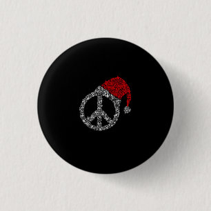 Frohe Weihnachten   Hippies Symbol Santa Claus Hat Button