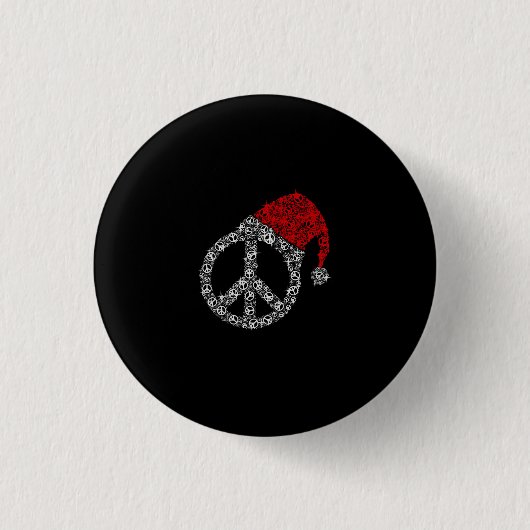 Frohe Weihnachten | Hippies Symbol Santa Claus Hat Button (Vorderseite)