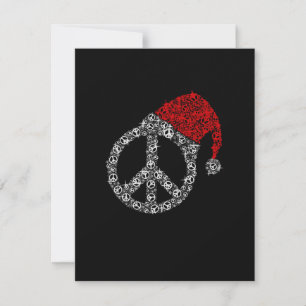 Frohe Weihnachten Hippies Symbol Santa Claus Hat Dankeskarte