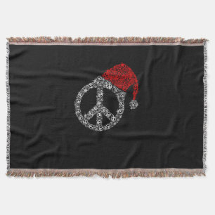 Frohe Weihnachten   Hippies Symbol Santa Claus Hat Decke