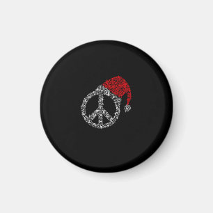 Frohe Weihnachten   Hippies Symbol Santa Claus Hat Magnet